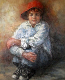 Pensive Moment 39x33 Original Painting - Lisette De Winne Pensive Moment 39x33 Original Painting - Lisette De Winne