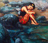 River Rain 46x50 Original Painting by Di Li Feng - 0 River Rain 46x50 Original Painting by Di Li Feng - 0