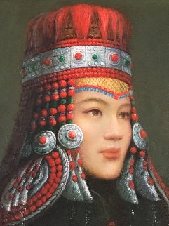 Untitled Portrait 2002 28x25 Original Painting - Di Li Feng Untitled Portrait 2002 28x25 Original Painting - Di Li Feng