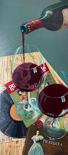 Untitled Wine Still Life 46x21 - Huge Original Painting by Dima Gorban