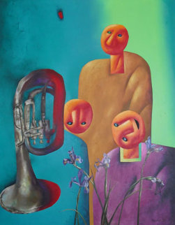 Musician with French Horn 2003 54x48 Super Huge Original Painting - Dimitri Strizhov Musician with French Horn 2003 54x48 Super Huge Original Painting - Dimitri Strizhov