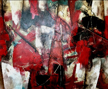 Abstract Red 2011 47x55 Original Painting - Rolando Lopez Dirube Abstract Red 2011 47x55 Original Painting - Rolando Lopez Dirube