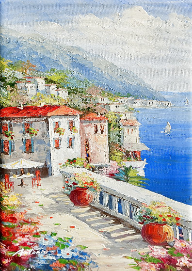 Untitled Italian Landscape Oil on Canvas by Antonio Di Viccaro