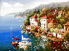 Untitled Lake Como Scene 1970 38x47 - Huge - Italy Original Painting by Antonio Di Viccaro - 0