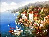 Untitled Lake Como Scene 1970 38x47 - Huge - Italy Original Painting by Antonio Di Viccaro - 5
