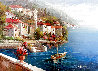 Untitled Mediterranean Seascape Painting 1970 55x43 - Huge Original Painting by Antonio Di Viccaro - 0