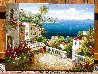 Untitled Mediterranean Seascape 1970 36x48 - Huge Original Painting by Antonio Di Viccaro - 1