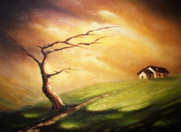 I Due Solitari Fietta Sauro 1963 19x13 Original Painting - Antonio Di Viccaro I Due Solitari Fietta Sauro 1963 19x13 Original Painting - Antonio Di Viccaro