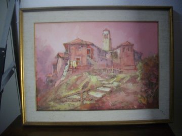 Landscape 1969 27x19 Original Painting - Antonio Di Viccaro Landscape 1969 27x19 Original Painting - Antonio Di Viccaro