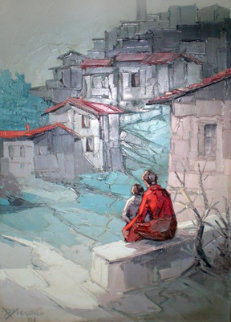 Paesaggio 1981 36x28 Original Painting - Antonio Di Viccaro Paesaggio 1981 36x28 Original Painting - Antonio Di Viccaro