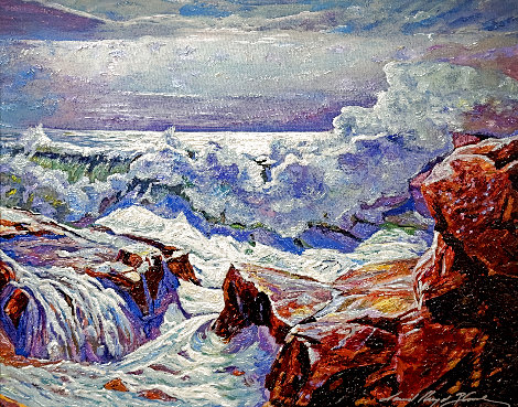 Roar of the Surf, Monterey 27x33 - California Original Painting - David Lloyd Glover