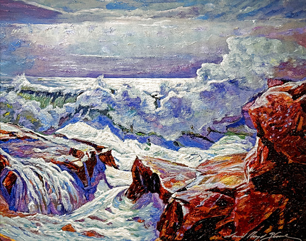 Roar of the Surf, Monterey 27x33 - California Original Painting by David Lloyd Glover