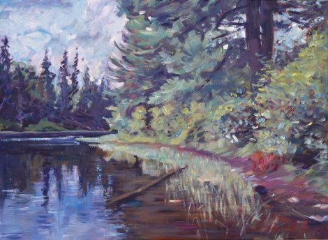 Lakes Edge 2013 18x24 Original Painting - David Lloyd Glover