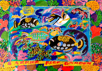 Barrier Reef Garden 1984 24x30 Original Painting - Ken Done