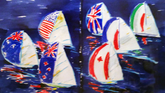 America's Cup Watercolor 19x28 Watercolor by Ken Done