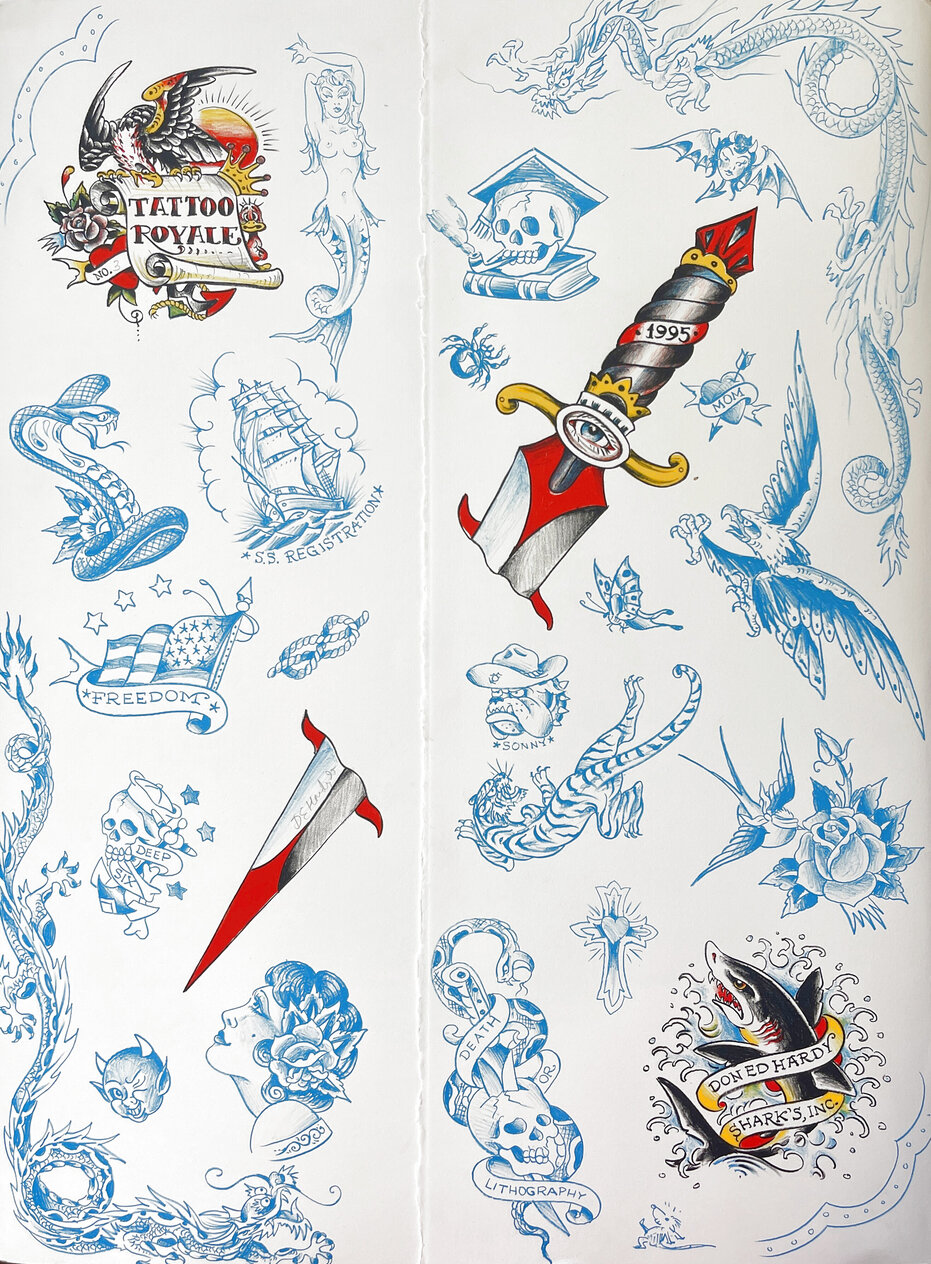 Tattoo Royale Portfolio of 6 1995 Limited Edition Lithographs by Ed