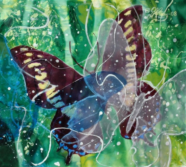 Butterfly #21 2008 15x16 Original Painting by  Donray
