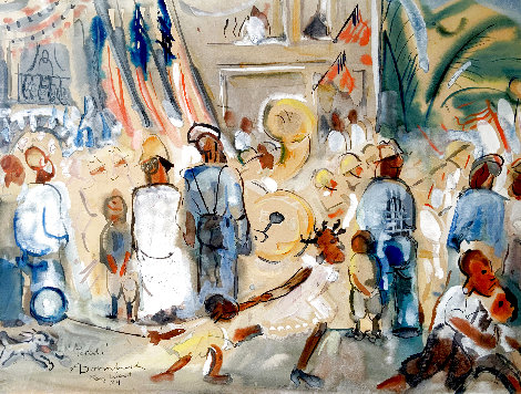 Parade Watercolor 1934 24x28 - Key West, Florida Original Painting - Adrian Dornbush
