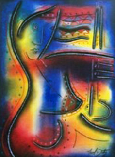 Flutist Masquerade 34x29 Works on Paper (not prints) - Neal Doty Flutist Masquerade 34x29 Works on Paper (not prints) - Neal Doty