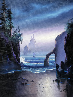 Fantasy Island 25x31 Original Painting - Lionel Dougy Fantasy Island 25x31 Original Painting - Lionel Dougy