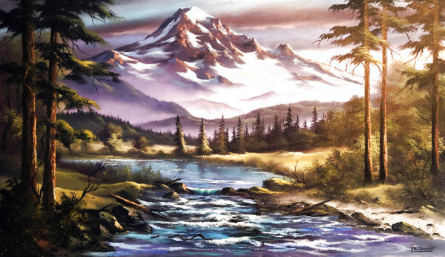 Snow Capped Mountain Landscape 24x36 Original Painting by Lionel Dougy