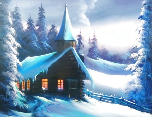 Untitled Winter Landscape 12x16 Framed Oil on Canvas by Lionel Dougy