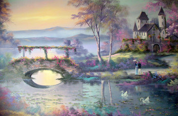 Untitled Landscape 1980 30x48 Huge Original Painting - Lionel Dougy Untitled Landscape 1980 30x48 Huge Original Painting - Lionel Dougy