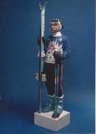 Skier Gypsum Cement Sculpture Life Size Sculpture by Jack Dowd - 1 Skier Gypsum Cement Sculpture Life Size Sculpture by Jack Dowd - 1