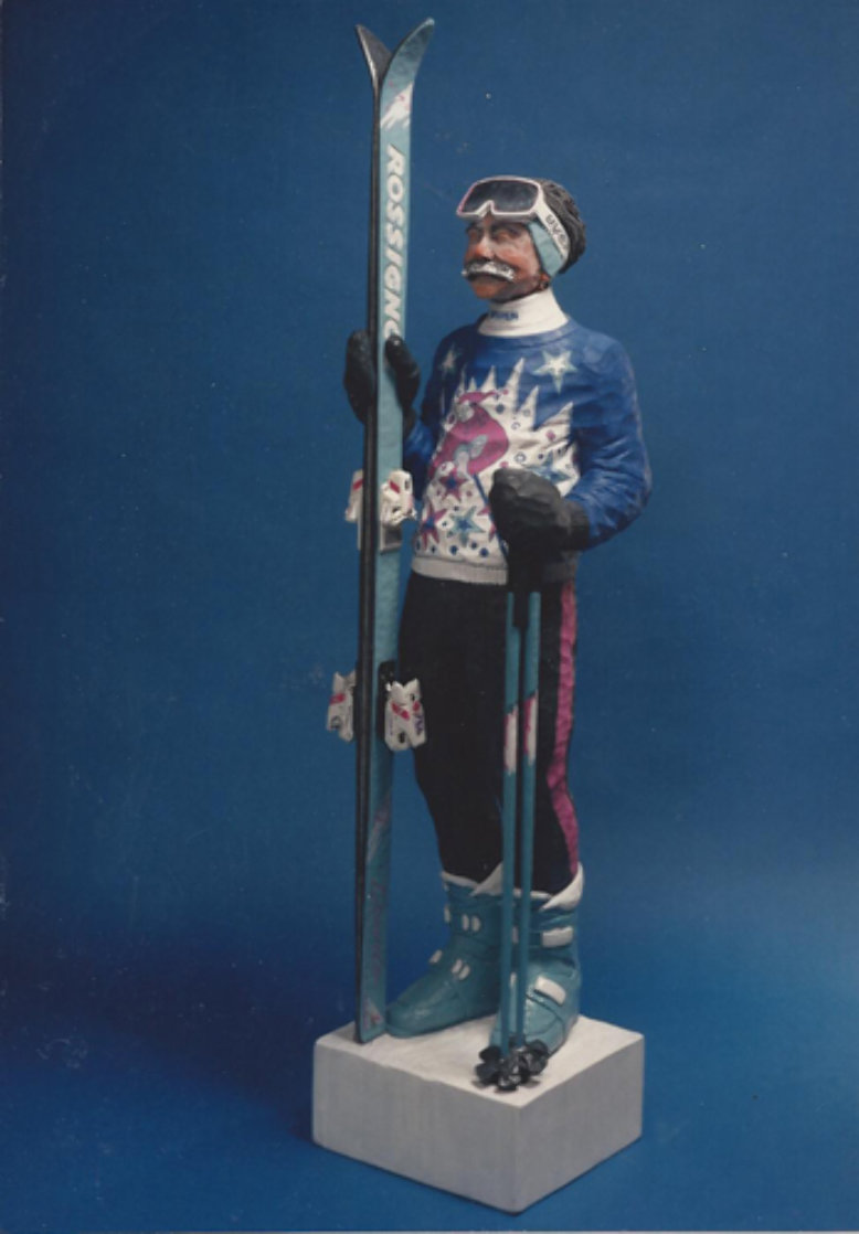 Skier Gypsum Cement Sculpture Life Size Sculpture by Jack Dowd Skier Gypsum Cement Sculpture Life Size Sculpture by Jack Dowd