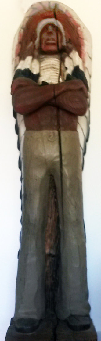 Chief Cigar Store Wooden Indian Sculpture 1977 84 in Tall Sculpture by Jack Dowd Chief Cigar Store Wooden Indian Sculpture 1977 84 in Tall Sculpture by Jack Dowd