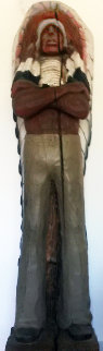 Chief Cigar Store Wooden Indian Sculpture 1977 84 in Tall Sculpture - Jack Dowd Chief Cigar Store Wooden Indian Sculpture 1977 84 in Tall Sculpture - Jack Dowd