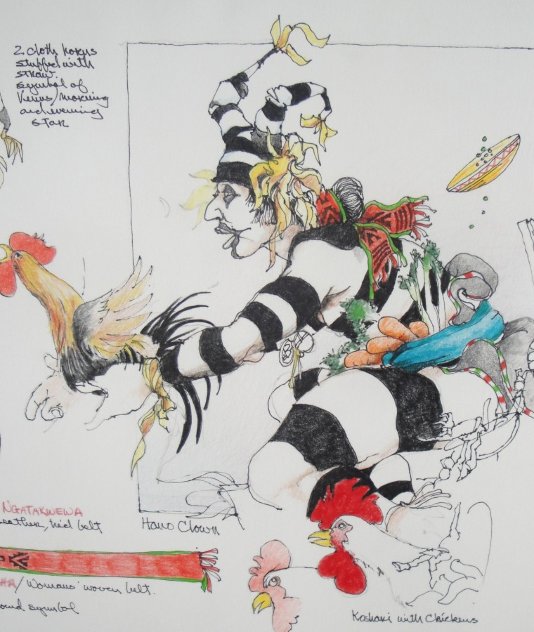 Koshari/ Sacred Clowns Drawing 1998 12x19 Drawing by John Doyle