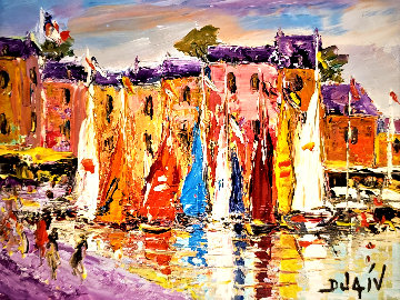 Honfleur Voiles 2016 16x18 Original Painting - Duaiv Honfleur Voiles 2016 16x18 Original Painting - Duaiv