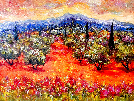 Rose a La Van Gogh 2021 42x51 - Huge Painting Original Painting -  Duaiv