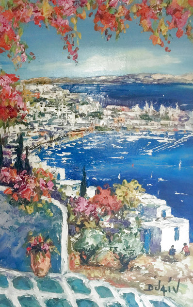 Bougainvilliers a Mykonos  Painting 2019 32x24 - Greece Original Painting by  Duaiv