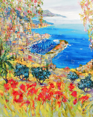 St Jean Cap Ferrat, Ville Franche Eze, Monaco 1 2013 77x64 - Huge Mural Size Original Painting -  Duaiv