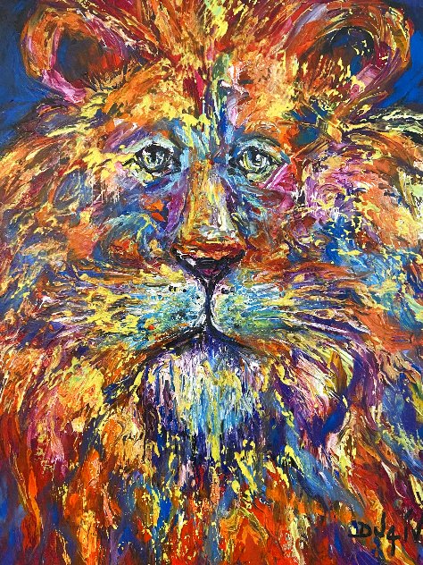 Le Roi Lion 2021 32x28 - Signed Twice Original Painting by  Duaiv