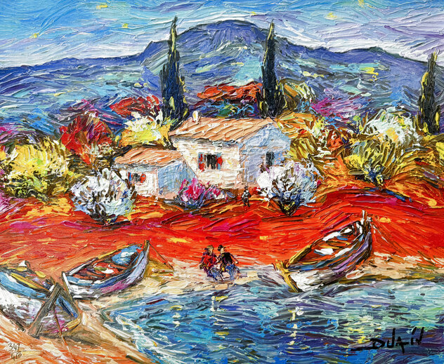 3 Barques a Van Gogh 2014 - Framed Embellished Giclee on Canvas Limited Edition Print by Duaiv 3 Barques a Van Gogh 2014 - Framed Embellished Giclee on Canvas Limited Edition Print by Duaiv