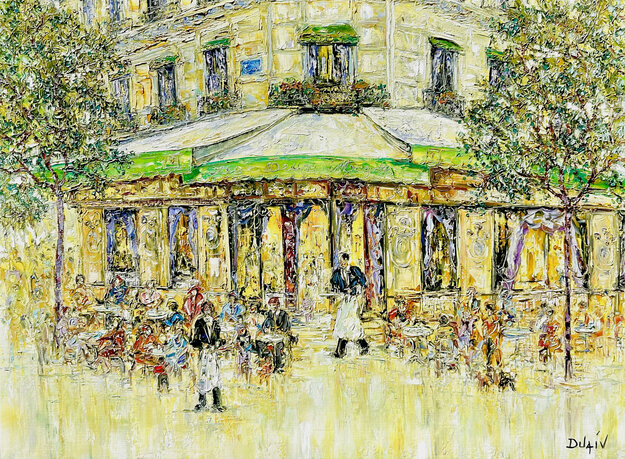 Les 2 Magots a Paris Framed Oil on Canvas 52x41 by Duaiv - For Sale on ...