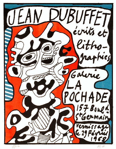 ÉCrits Et Lithographies, Galerie La Pochade Exhibition Poster 1968 - HS Limited Edition Print by Jean DuBuffet