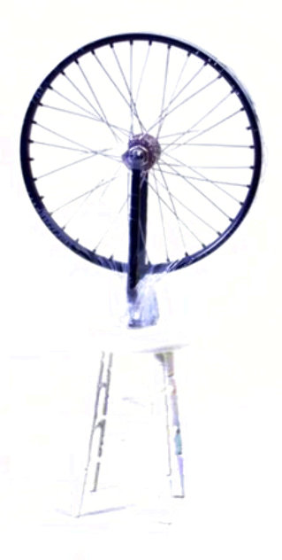 Bicycle Wheel Metal, Rubber, and Wood Sculpture 2002 9 in Sculpture by Marcel Duchamp