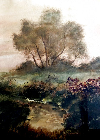 Untitled Landscape Watercolor  32x25 Original Painting - Vie Dunn-Harr