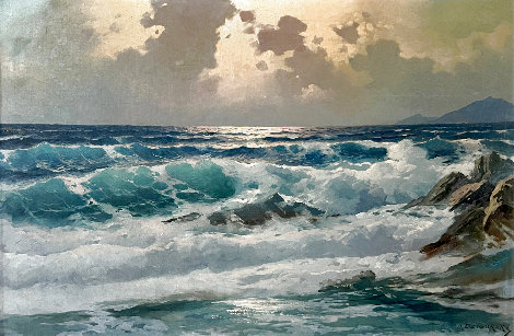 Ocean Waves 1955 31x43 - Huge Original Painting - Alex Dzigurski