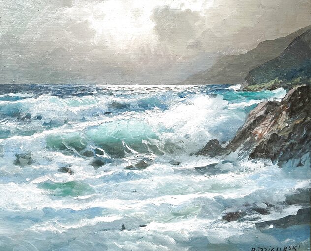 Green Surf 1972 24x20 by Alex Dzigurski - For Sale on Art Brokerage