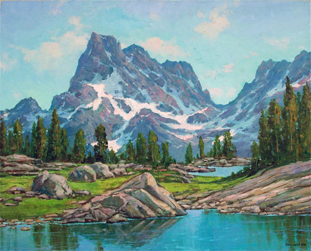 Banner Peak, Eastern Sierras Painting - 2010 28x34 California Original Painting by Alex Dzigurski II