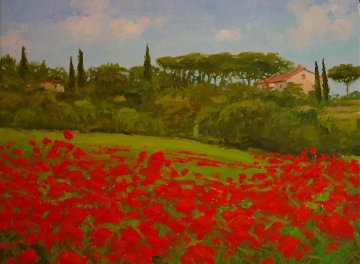 Tuscan Poppies, Italy 2010 14x18 Original Painting - Alex Dzigurski II Tuscan Poppies, Italy 2010 14x18 Original Painting - Alex Dzigurski II