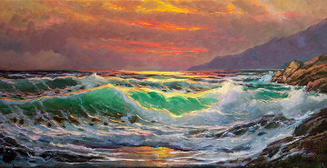 Evening Fire, Big Sur, California 2013 18x36 Original Painting - Alex Dzigurski II Evening Fire, Big Sur, California 2013 18x36 Original Painting - Alex Dzigurski II