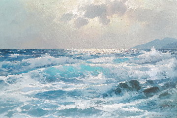 Untitled Seascape 1960 30x42 Huge Original Painting - Alex Dzigurski Sr.