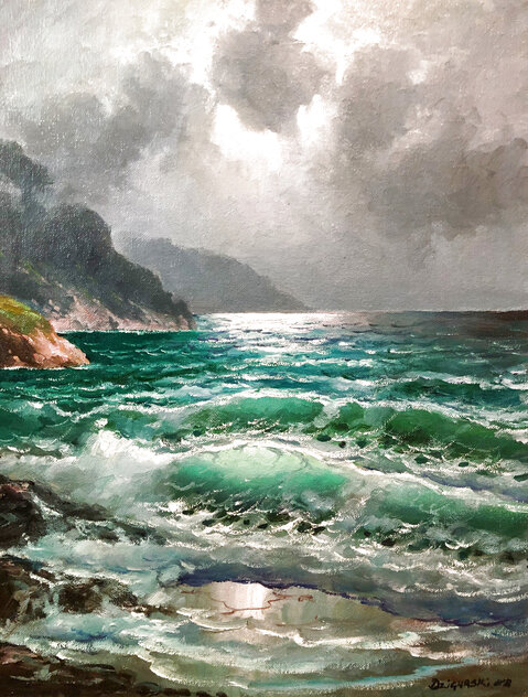 Pacific Ocean At Malibu 33x41 by Alex Dzigurski Sr. - For Sale on