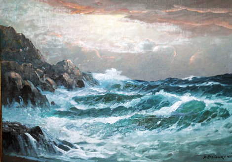 Untitled Seascape 14x20 Original Painting - Alex Dzigurski Sr.